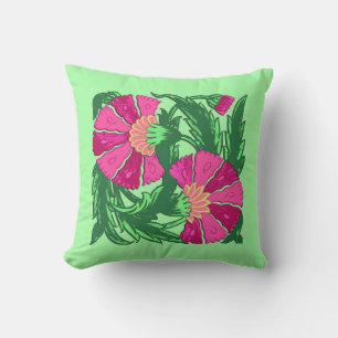 William Morris Jacobean, Fuchsia Pink en Green Kussen