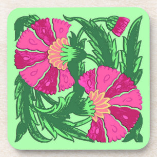 William Morris Jacobean, Fuchsia Pink en Green Onderzetter