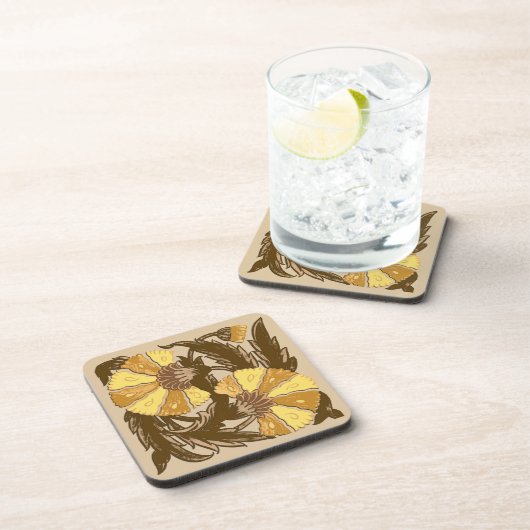 William Morris Jacobean, Mustard Gold en Brown Drankjes Onderzetter (Rechterzijde)