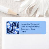 William Morris Jacobean, Navy and Light Blue Etiket (Insitu)