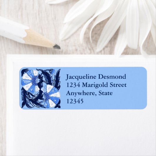 William Morris Jacobean, Navy and Light Blue Etiket (Insitu)