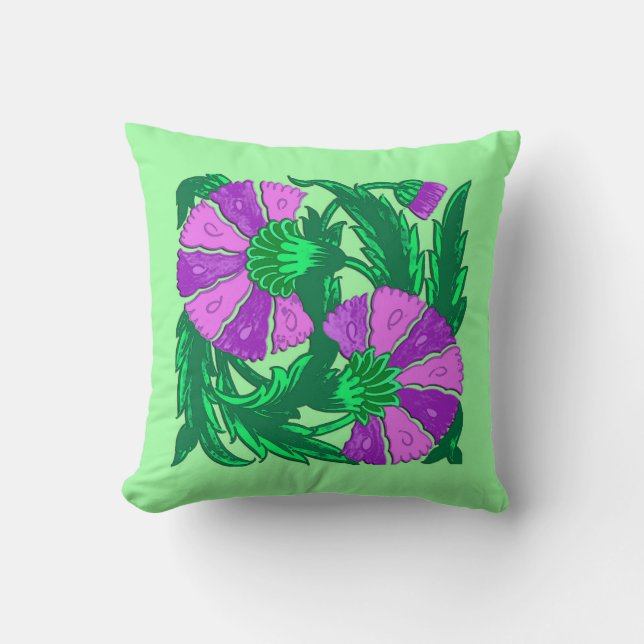 William Morris Jacobean, Orchid Paars en Green Kussen (Voorkant)
