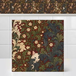 William Morris Jasmine Acanthus Witte Kat Tapijt Tegeltje