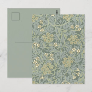 William Morris Jasmine Blauw Groene Botanische Kun Briefkaart
