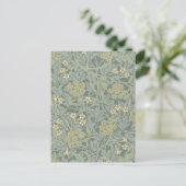 William Morris Jasmine Blauw Groene Botanische Kun Briefkaart (Staand voorkant)