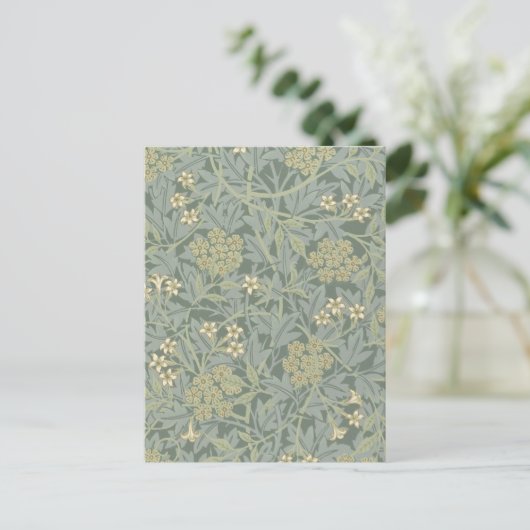 William Morris Jasmine Blauw Groene Botanische Kun Briefkaart (Staand voorkant)