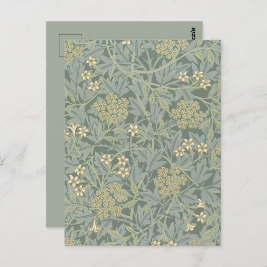 William Morris Jasmine Blauw Groene Botanische Kun Briefkaart (Voorkant / Achterkant)