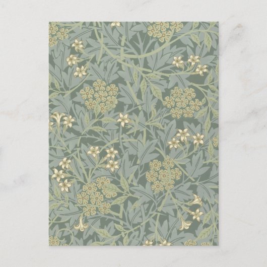 William Morris Jasmine Blauw Groene Botanische Kun Briefkaart (Voorkant)