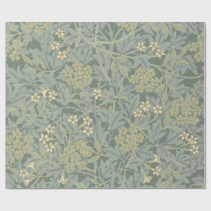 William Morris Jasmine Blauw Groene Botanische Kun Cadeaupapier