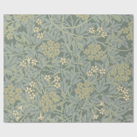 William Morris Jasmine Blauw Groene Botanische Kun Cadeaupapier (Vlak)