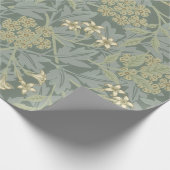 William Morris Jasmine Blauw Groene Botanische Kun Cadeaupapier (Hoek)