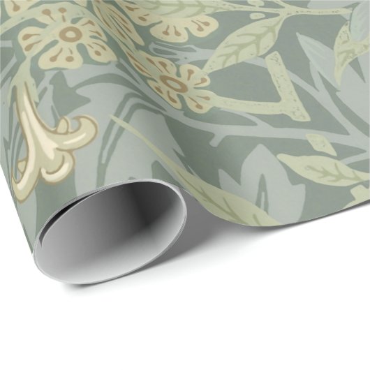 William Morris Jasmine Blauw Groene Botanische Kun Cadeaupapier (Rol Hoek)