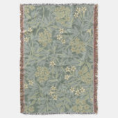 William Morris Jasmine Blauw Groene Botanische Kun Deken (Voorkant Verticaal)
