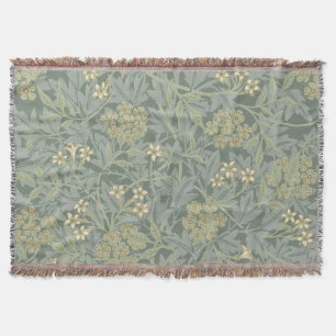 William Morris Jasmine Blauw Groene Botanische Kun Deken