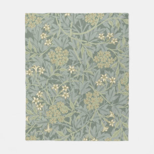 William Morris Jasmine Blauw Groene Botanische Kun Fleece Deken