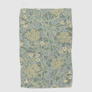 William Morris Jasmine Blauw Groene Botanische Kun Golfhanddoek