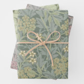 William Morris Jasmine Blauw Groene Botanische Kun Inpakpapier Vel (In situ)
