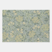 William Morris Jasmine Blauw Groene Botanische Kun Inpakpapier Vel (Voorkant)