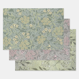 William Morris Jasmine Blauw Groene Botanische Kun Inpakpapier Vel