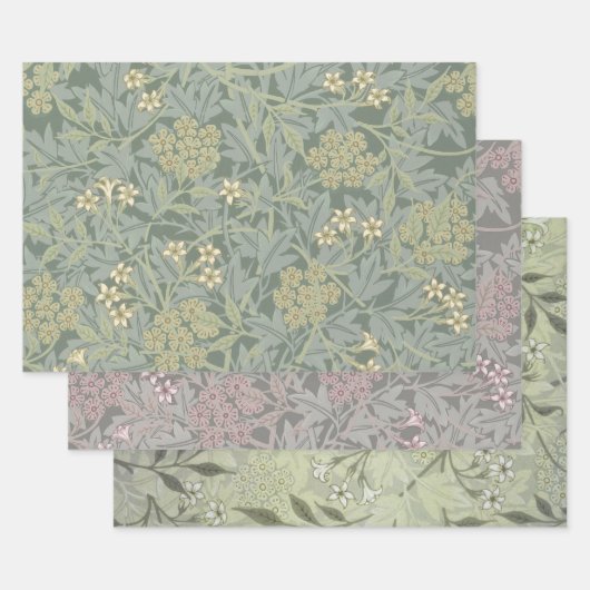 William Morris Jasmine Blauw Groene Botanische Kun Inpakpapier Vel (Set)