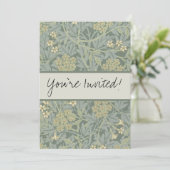 William Morris Jasmine Blauw Groene Botanische Kun Kaart (Staand voorkant)