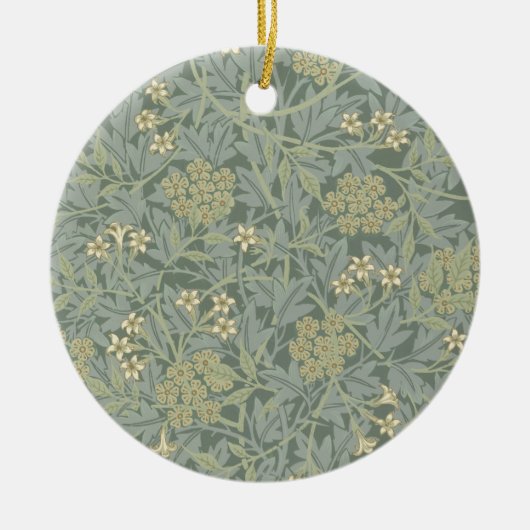 William Morris Jasmine Blauw Groene Botanische Kun Keramisch Ornament (Voorkant)