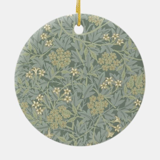 William Morris Jasmine Blauw Groene Botanische Kun Keramisch Ornament (Achterkant)