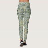 William Morris Jasmine Blauw Groene Botanische Kun Leggings (Achterkant)