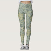 William Morris Jasmine Blauw Groene Botanische Kun Leggings (Voorkant)