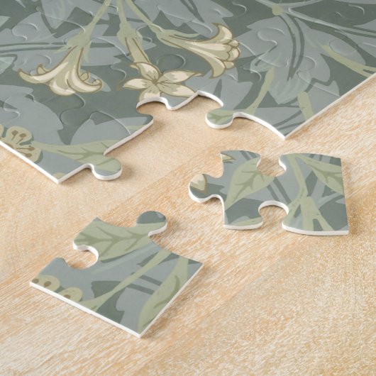 William Morris Jasmine Blauw Groene Botanische Kun Legpuzzel (Zijkant)