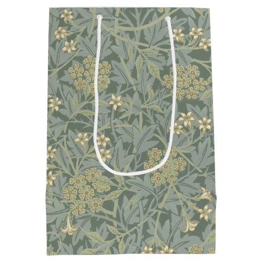 William Morris Jasmine Blauw Groene Botanische Kun Medium Cadeauzakje (Achterkant)