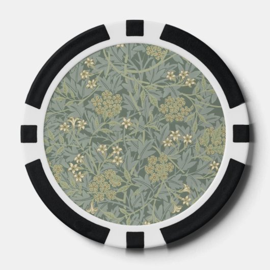 William Morris Jasmine Blauw Groene Botanische Kun Poker Chips (Voorkant)