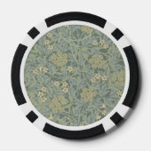 William Morris Jasmine Blauw Groene Botanische Kun Poker Chips (Achterkant)