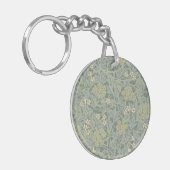 William Morris Jasmine Blauw Groene Botanische Kun Sleutelhanger (Voorkant Links)