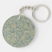 William Morris Jasmine Blauw Groene Botanische Kun Sleutelhanger (Achterkant)