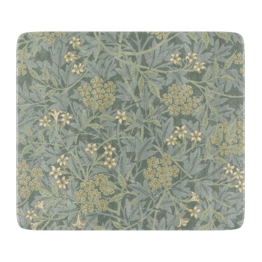 William Morris Jasmine Blauw Groene Botanische Kun Snijplank (Voorkant)
