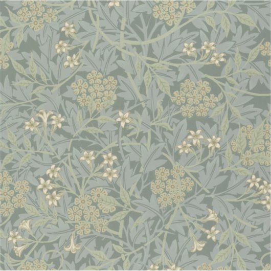 William Morris Jasmine Blauw Groene Botanische Kun Sticker (Voorkant)