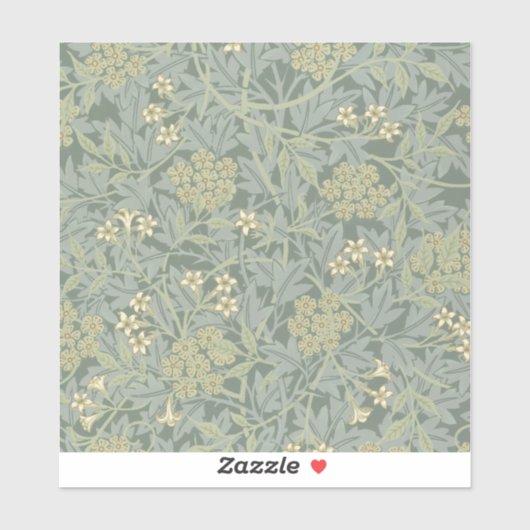 William Morris Jasmine Blauw Groene Botanische Kun Sticker (Vel)
