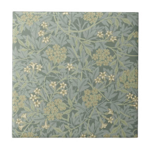 William Morris Jasmine Blauw Groene Botanische Kun Tegeltje