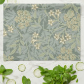 William Morris Jasmine Blauw Groene Botanische Kun Theedoek (Gevouwen)