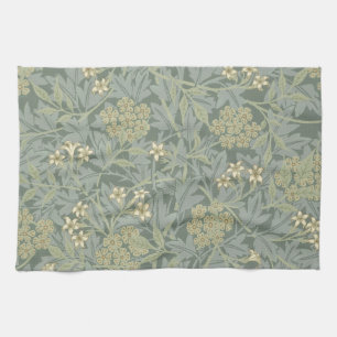 William Morris Jasmine Blauw Groene Botanische Kun Theedoek