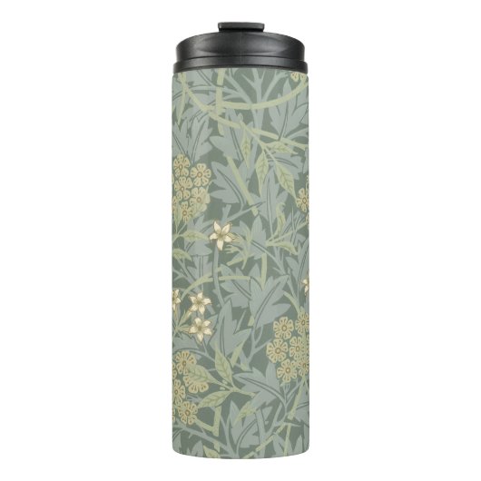William Morris Jasmine Blauw Groene Botanische Kun Thermosbeker (Voorkant)
