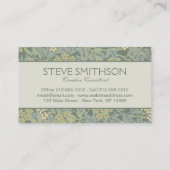 William Morris Jasmine Blauw Groene Botanische Kun Visitekaartje (Achterkant)