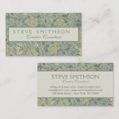 William Morris Jasmine Blauw Groene Botanische Kun Visitekaartje (Voorkant / Achterkant)