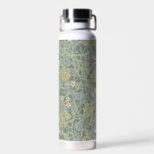 William Morris Jasmine Blauw Groene Botanische Kun Waterfles (Achterkant)