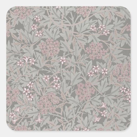 William Morris Jasmine Bloempatroon Vierkante Sticker (Voorkant)