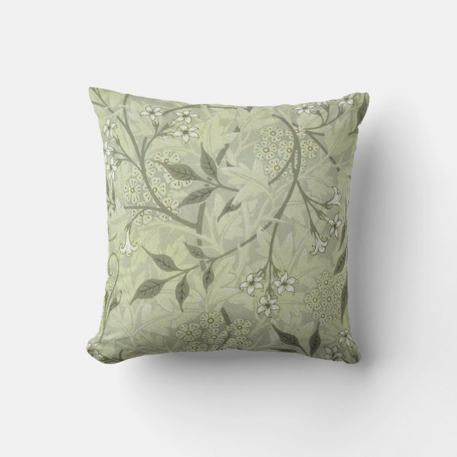 William Morris Jasmine Botanische Vintage Antiek Kussen (Voorkant)