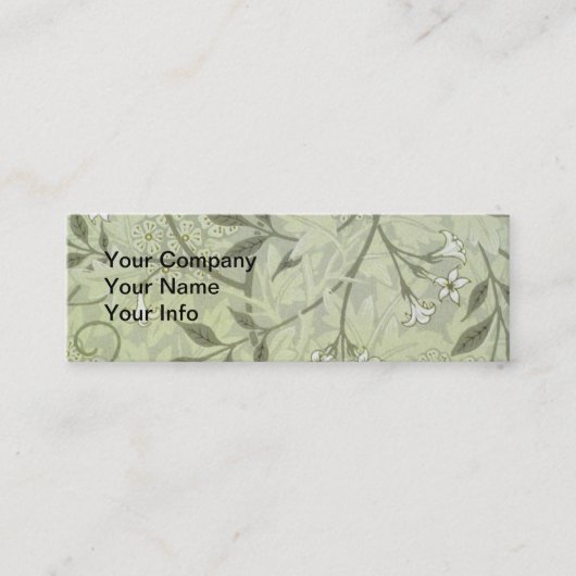 William Morris Jasmine Botanische Vintage Antiek Mini Visitekaartje (Voorkant)