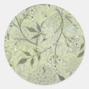 William Morris Jasmine Botanische Vintage Antiek Ronde Sticker
