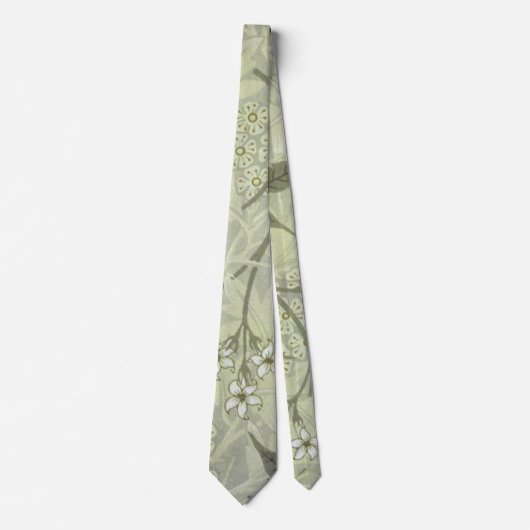 William Morris Jasmine Botanische Vintage Antiek Stropdas (Voorkant)